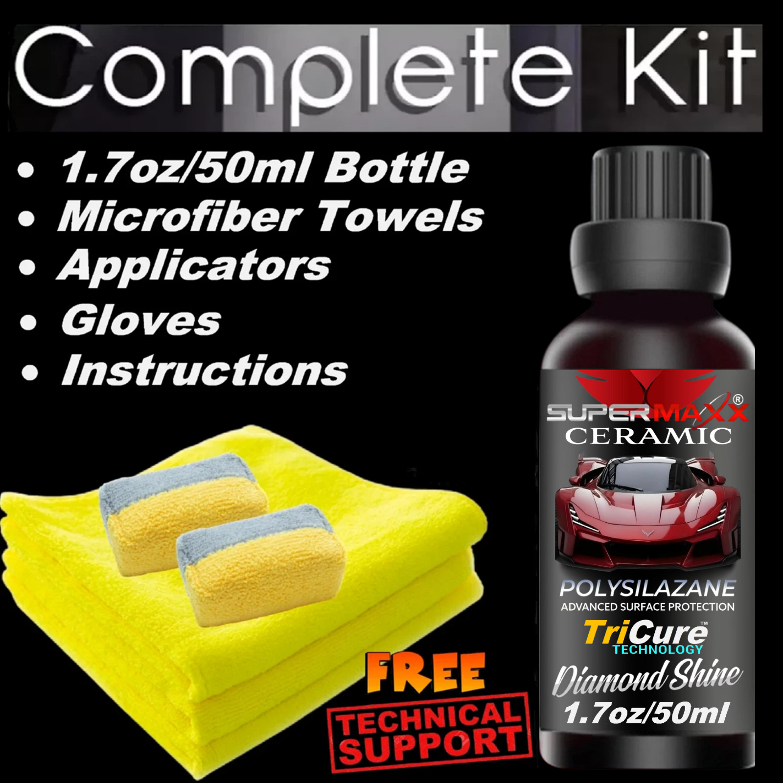 XTREME CERAMIC CAR COATING “5” YEAR “ADVANCED “PAINT PROTECTION” – “1.7oz/50ml