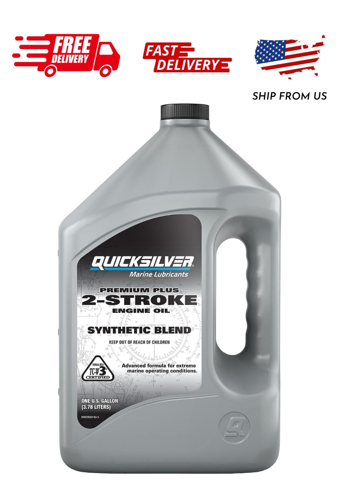 Quicksilver 2-Stroke Premium Plus Synthetic Blend Marine Engine Oil, 1 Gallon