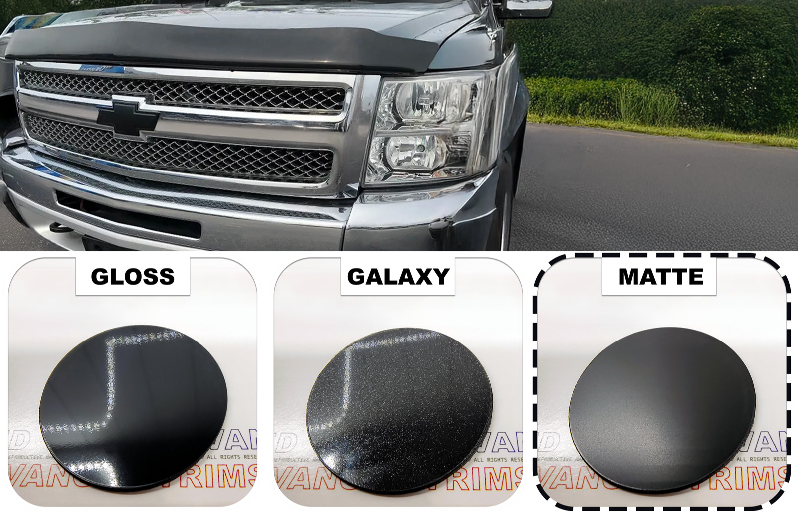 2007-2013 Silverado BowTie FRONT PLASTIC OVERLAY in Matte Black