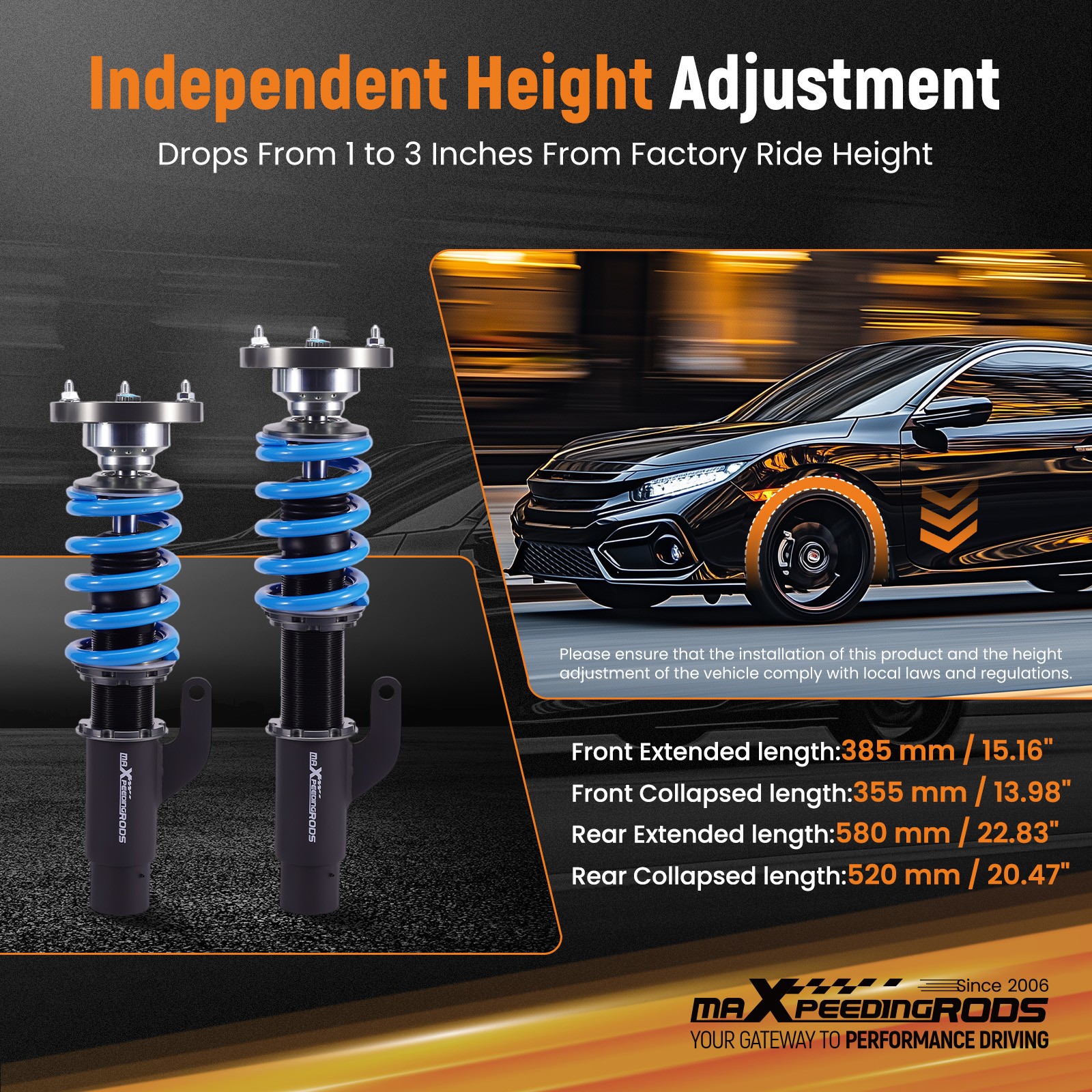 MaXpeedingrods T6 DAMPER COILOVERS KIT FOR BMW 3-SERIES AWD (E90/E91/E92)