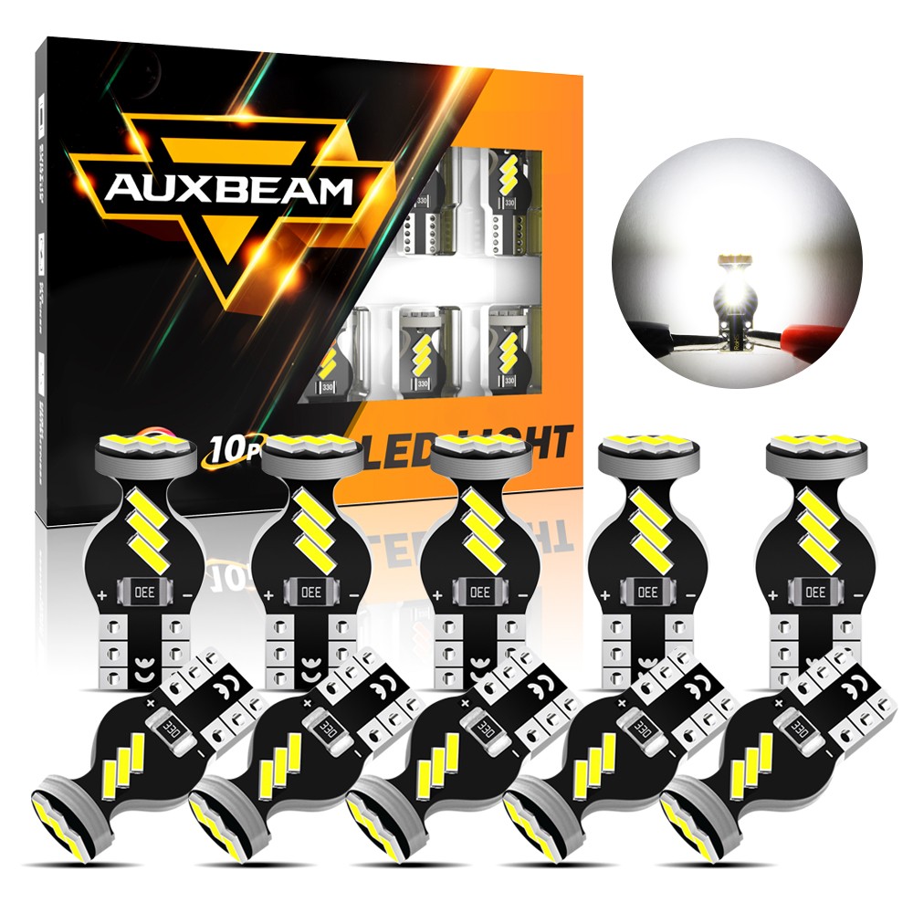 AUXBEAM T10 168 194 LED License Plate Light Bulb Interior Bulbs White/Amber/Red