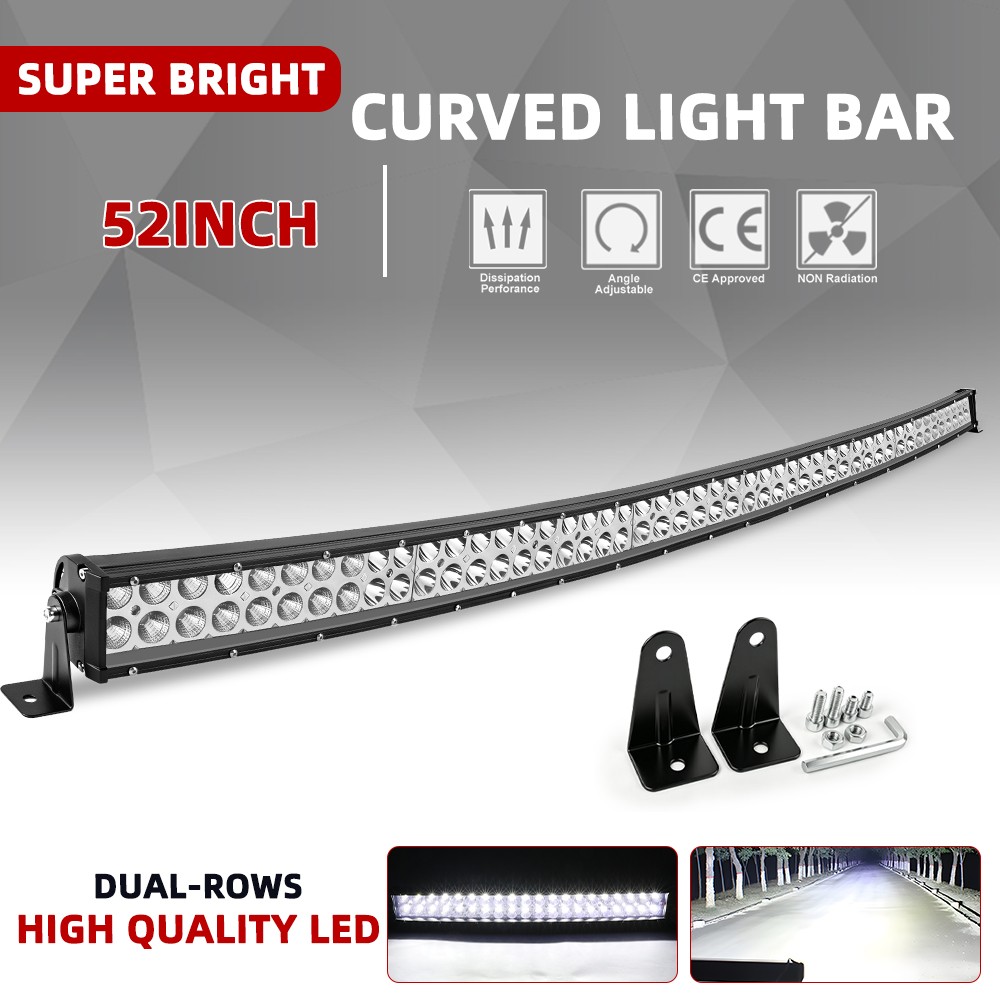52inch 2500W Dual Row Curved LED Work Light Bar Offroad Spot Flood Combo Driving