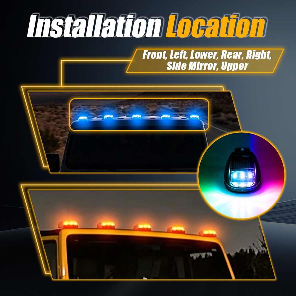 2-20x RGB Solar Strobe Light Wireless LED Car Roof Marker Lamp USB Rechargeable