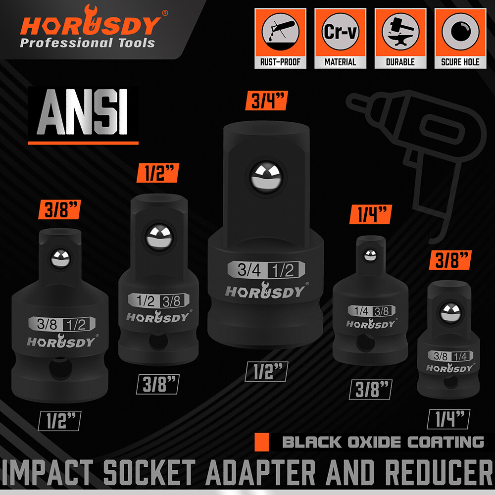 5PC Air Impact Socket Adapter Reducer Set Ratchet 1/4″ 3/8″ 1/2″ 3/4″ Drive Tool