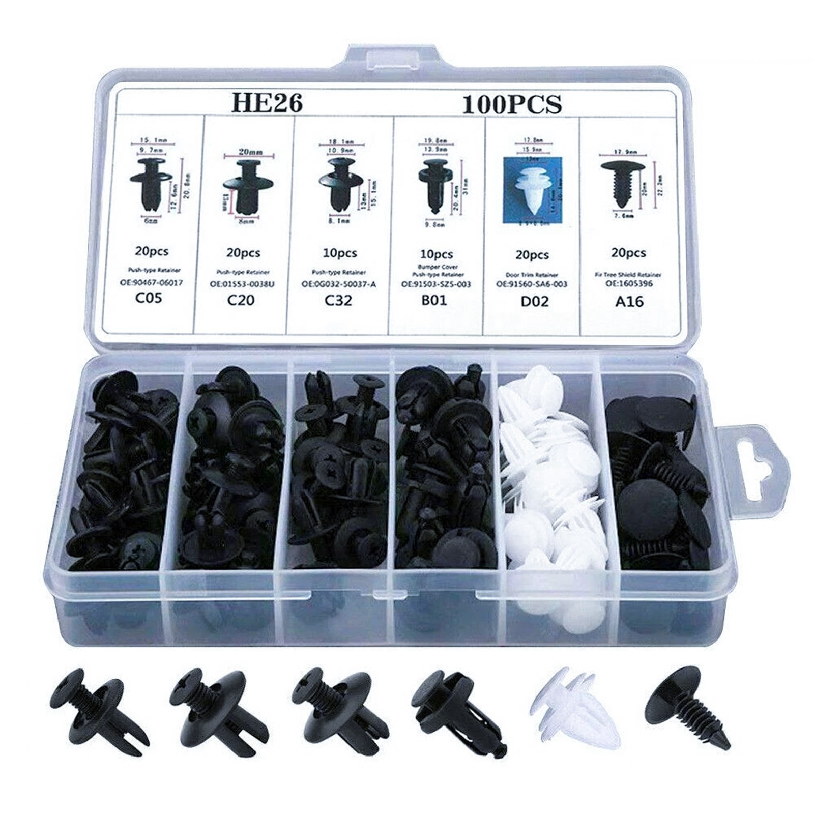 100Pcs Car Garage Body Trim Clips Universal Auto Rivet Fasteners Expansion Screw