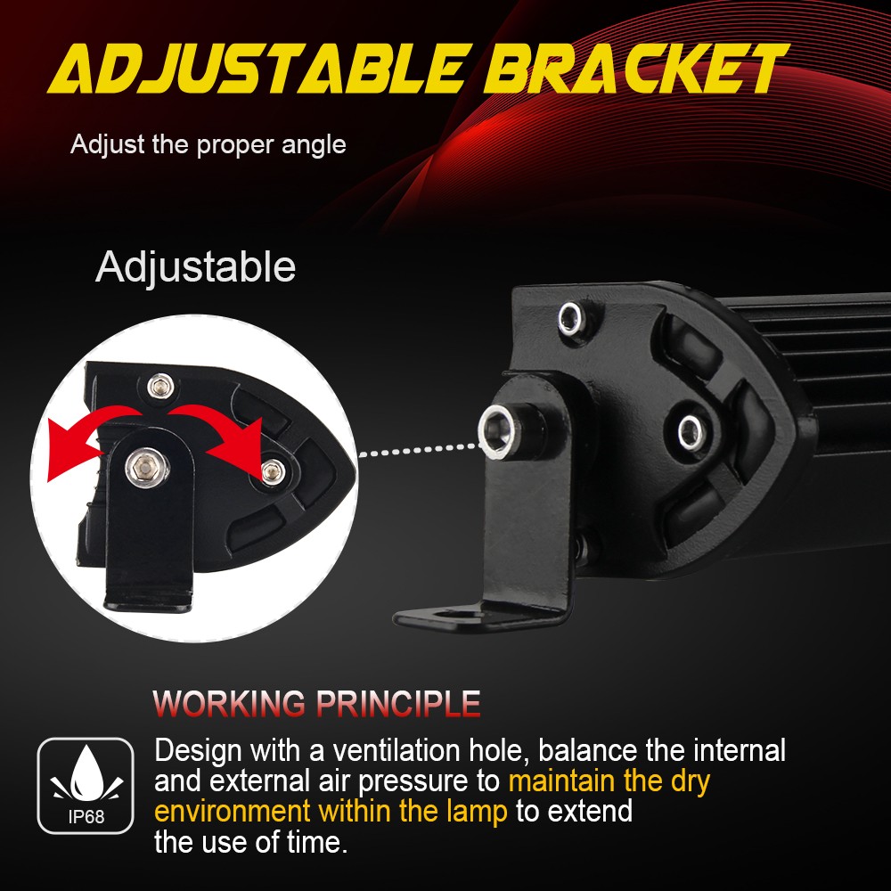 52″ LED Work Light Bar+4″ Light Pods+Mounting Bracket For Jeep Wrangler JK 07-18