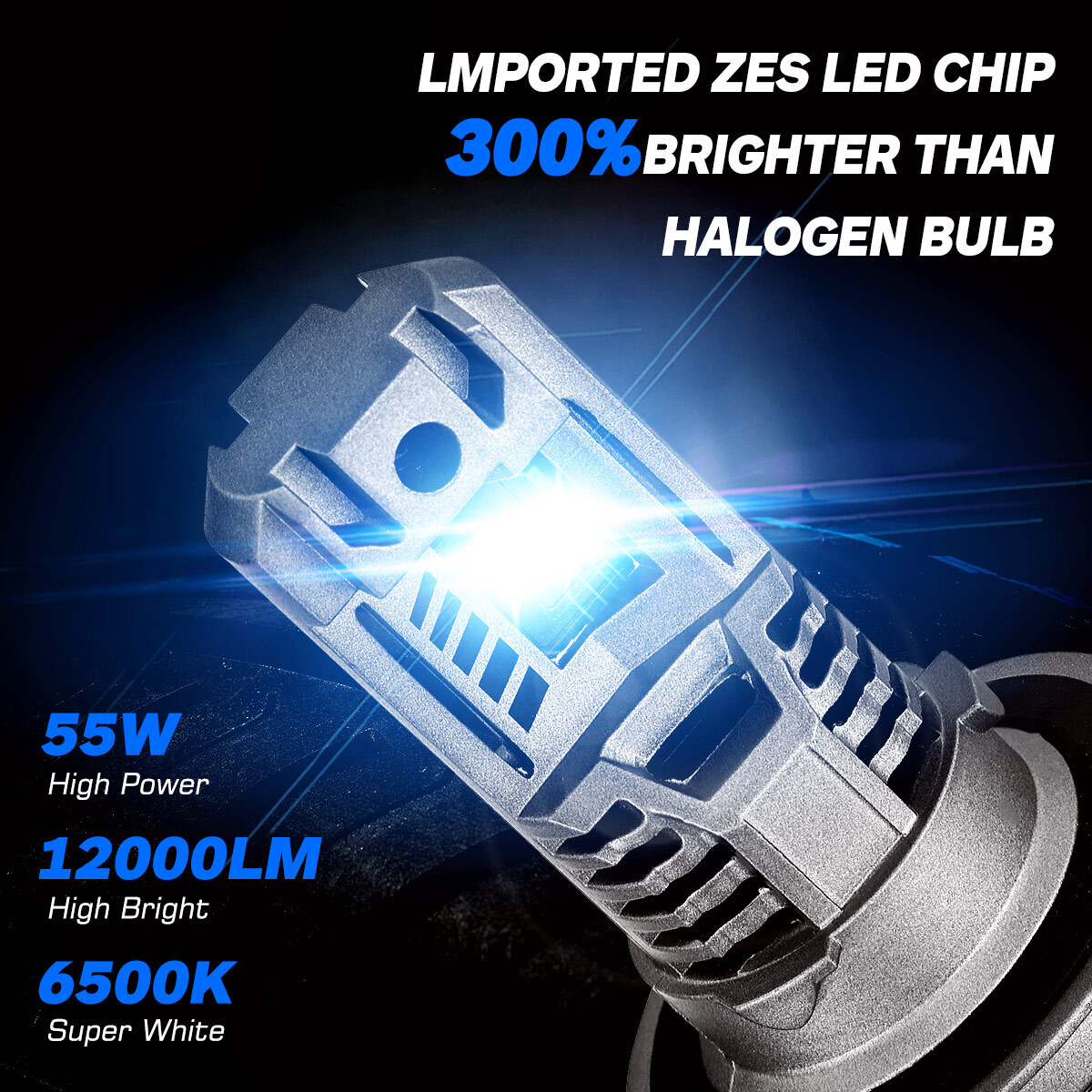 NOVSIGHT LED Headlight Bulbs H13 9008 6500K 55W High Low Beam 300% Super Bright