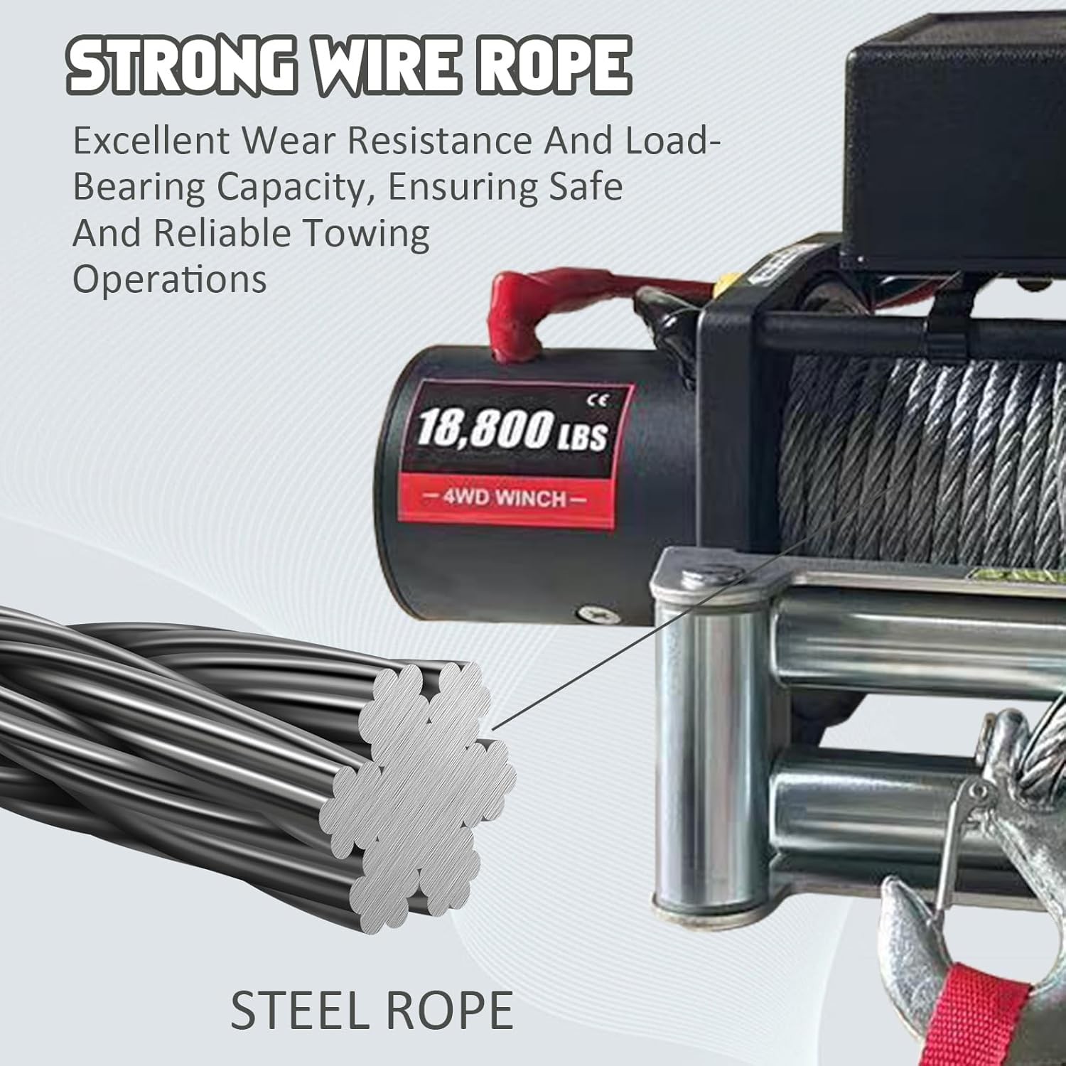Electric Winch Truck 18,800 lb Steel Cable IP65 Waterproof Remote Control 12V