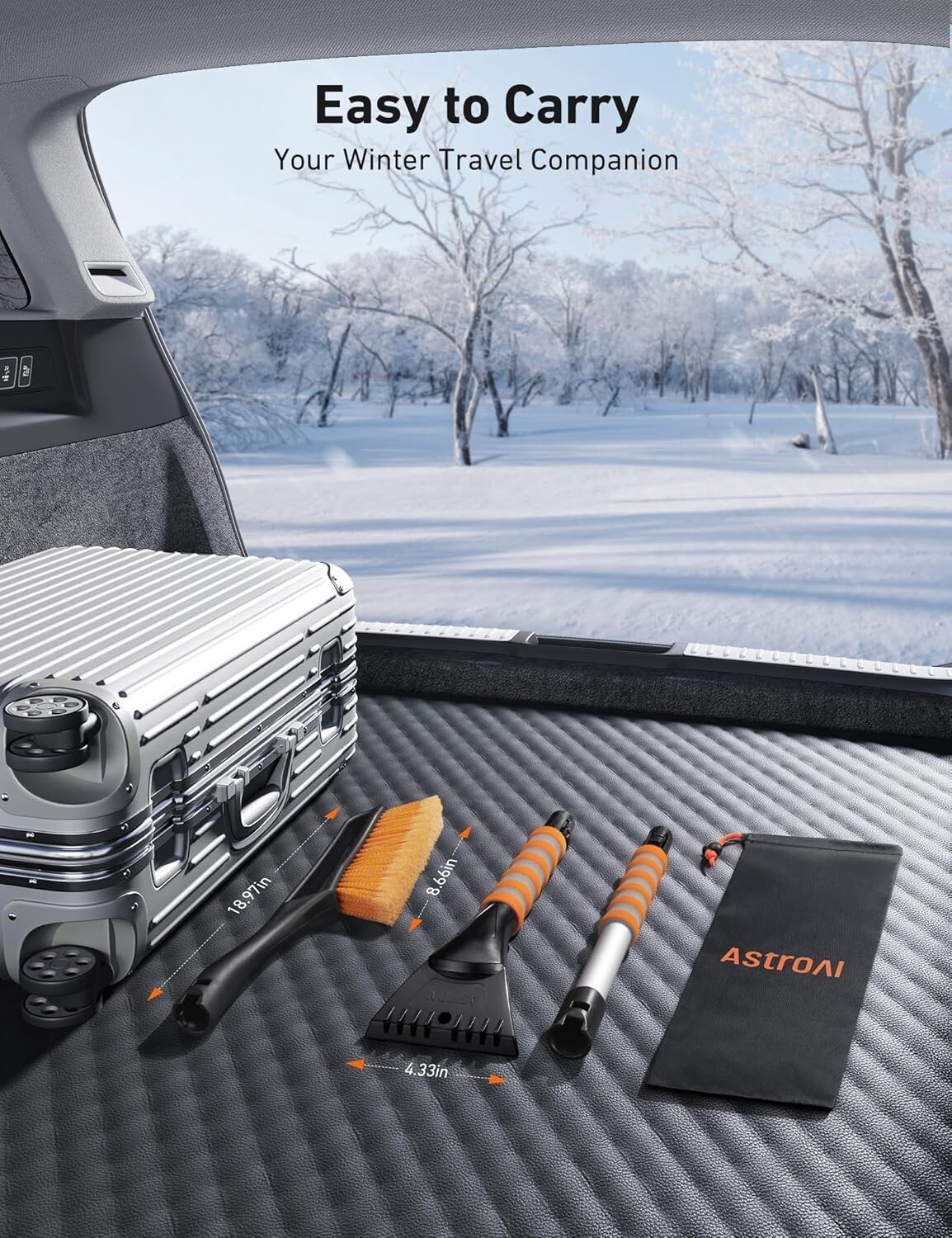 Durable 40″ Snow Brush & Ice Scraper with Foam Grip – Built for Extreme Cold