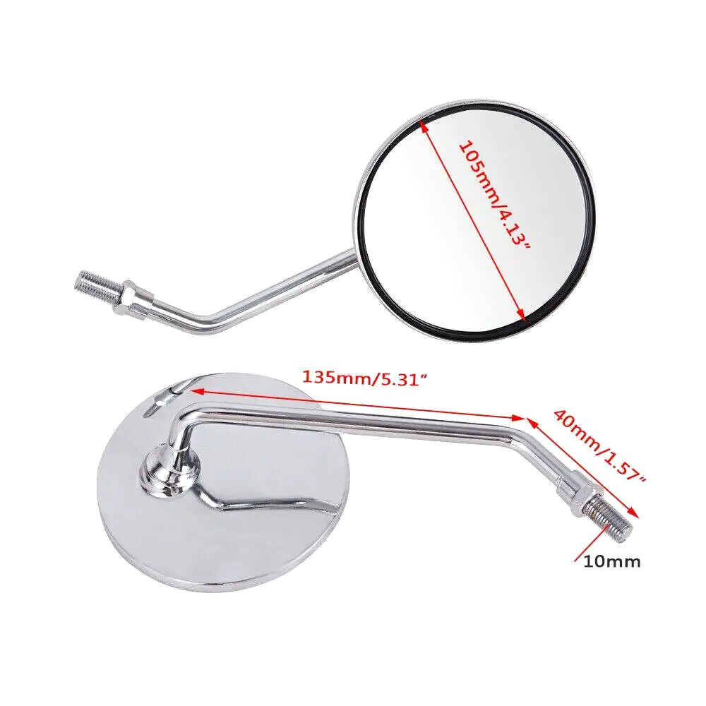 10MM Pair Round Rearview Side Mirrors for Suzuki GT250 GT380 GT550 GT750 T500