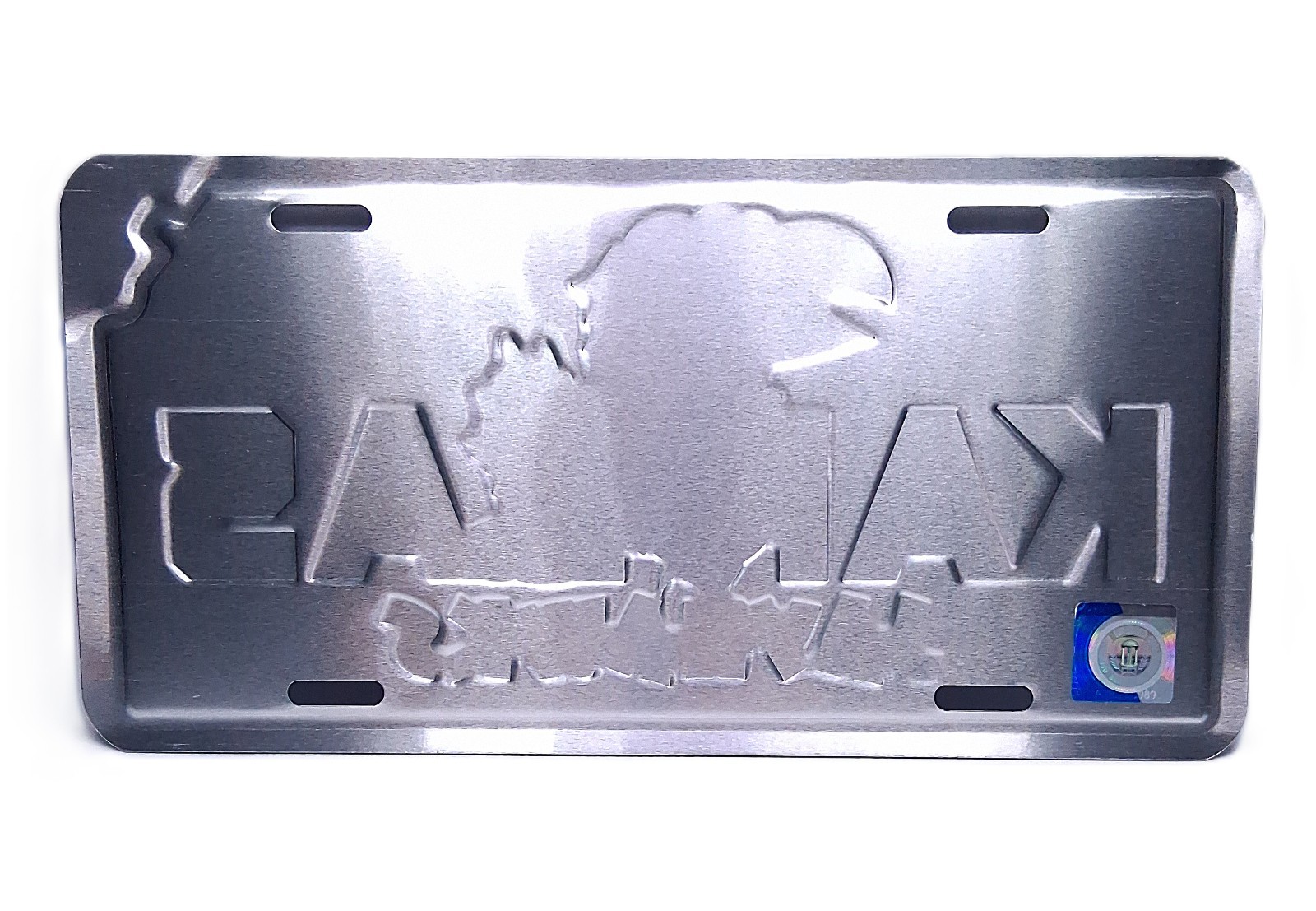 Licensed KANSAS JAYHAWKS 3D EMBOSSED METAL CAR NOVELTY LICENSE PLATE
