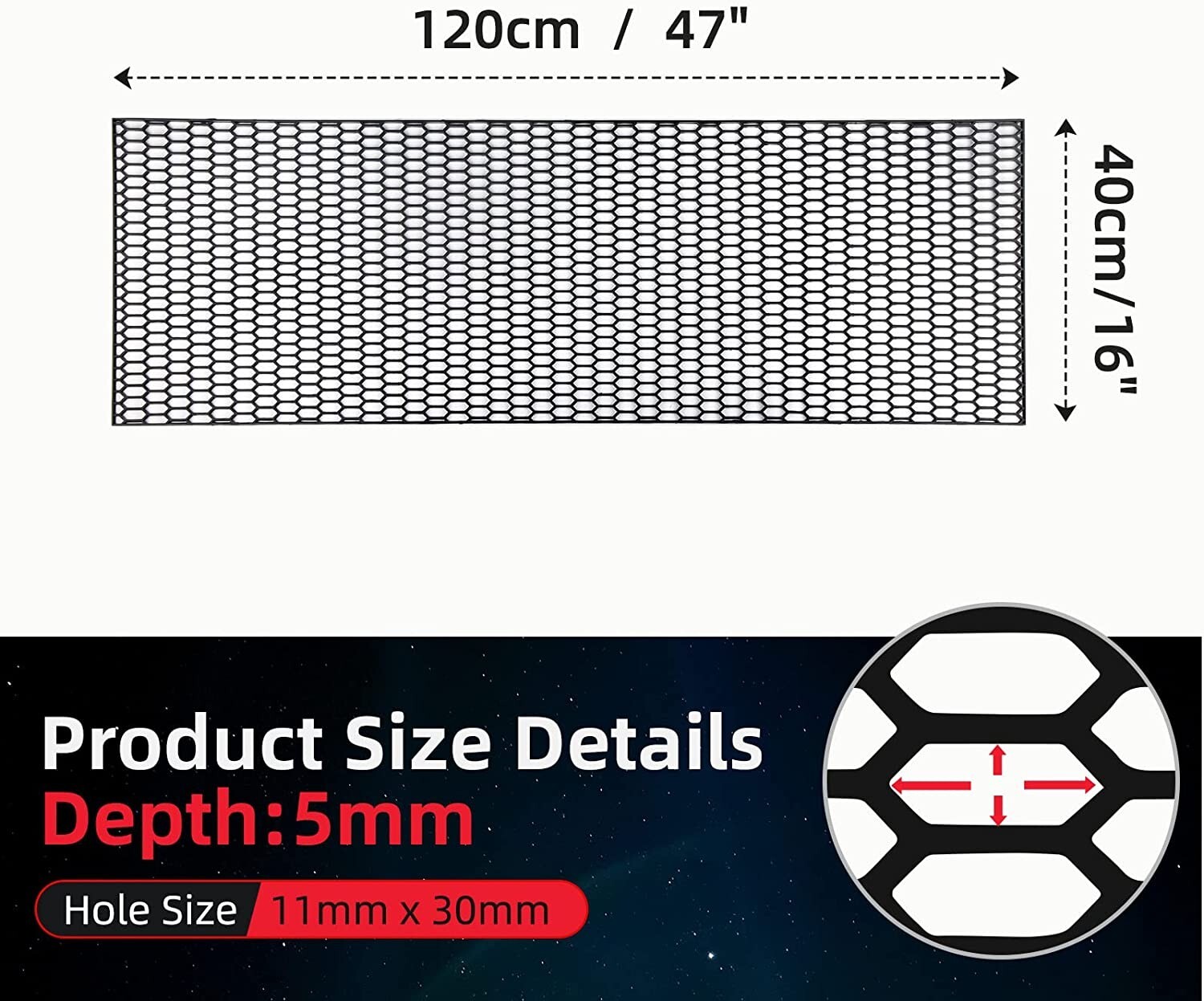 Universal Black ABS Plastic Racing Honeycomb Hex Mesh Grill Spoiler Bumper Vent