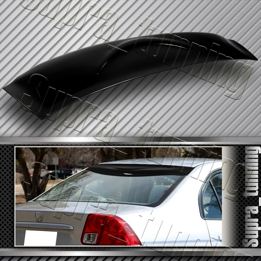 Black ABS Roof Window Deflect Spoiler Visor For 2001-2005 Honda Civic 4DR