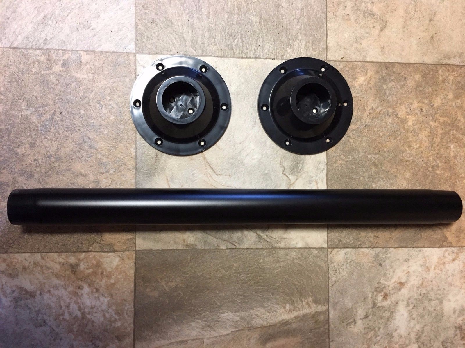 2 PACK RV BLACK METAL PEDESTAL TABLE LEG w/2 bases 27.5″ Surface mount PLASTIC
