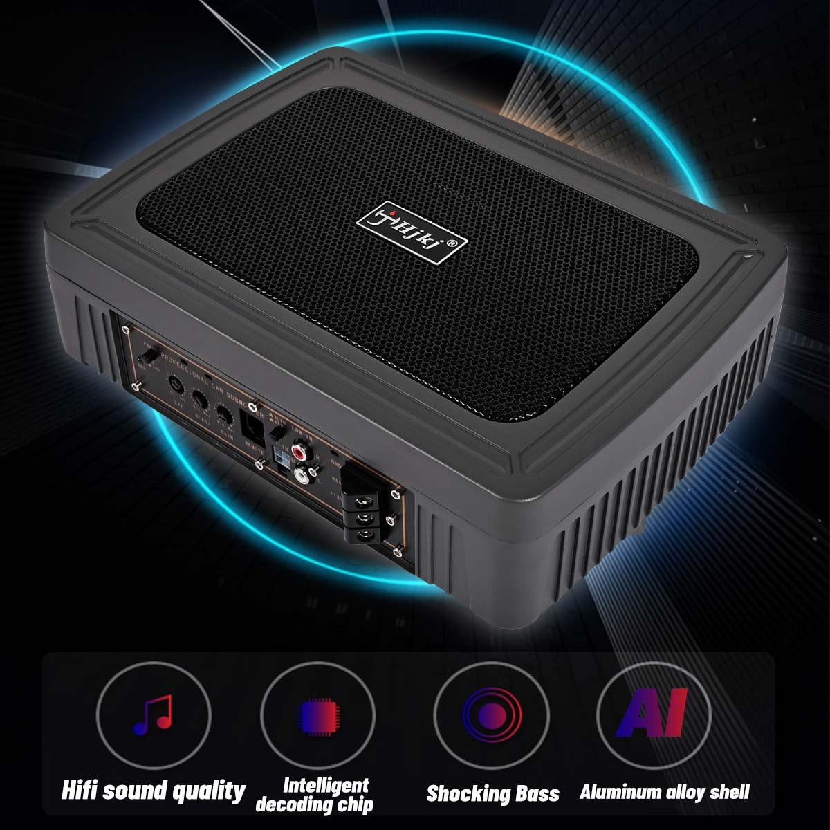 1200W Car Subwoofer Active Underseat Bass Box Audio Speaker Amplifier +Cables US