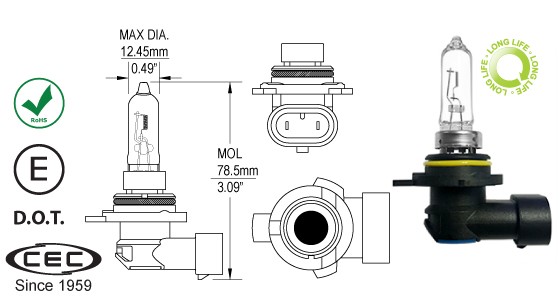 HALOGEN LAMP 9012LL T4 12V 55W PX22d LONGLIFE HALOGEN