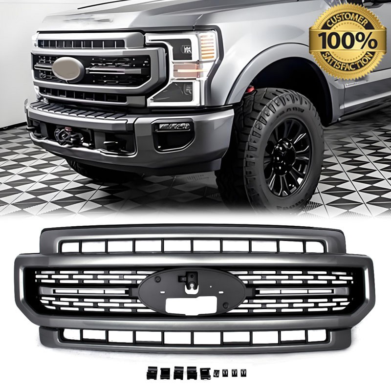 Carbonized Gray Front Bumper Grille For 2020-2022 Ford F250 F350 F450 Super Duty