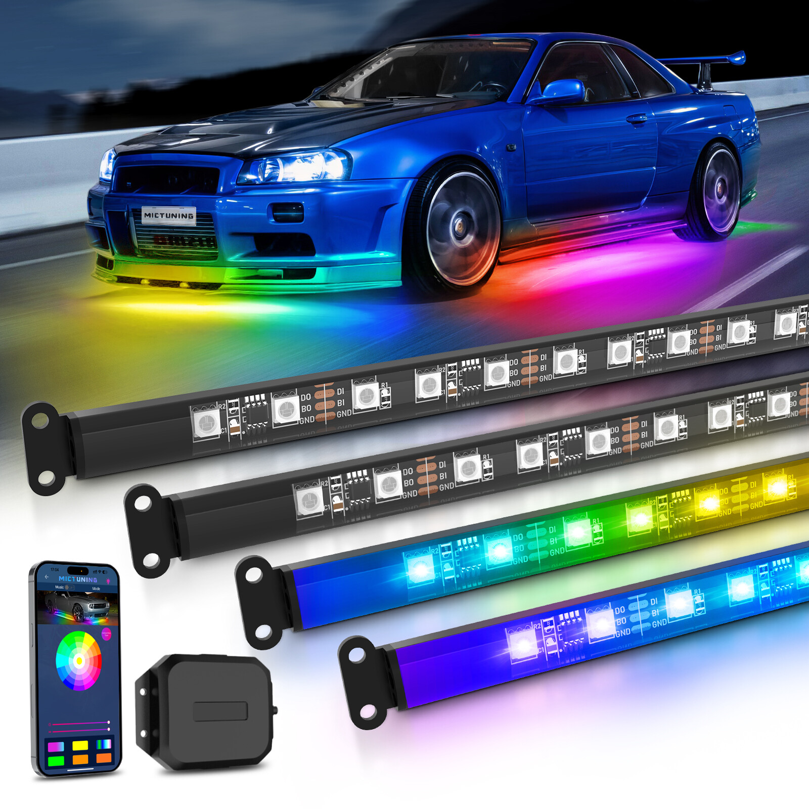 MICTUNING N3 RGB+IC Underglow LED Neon Kit Dream Color Accent Glow Light Strips