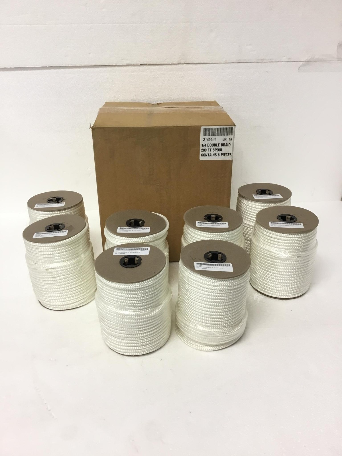 8x 200′ NEW Premium Double Braid Polyester Rope Cord 1/4 x 200ft 1600′ 21499III