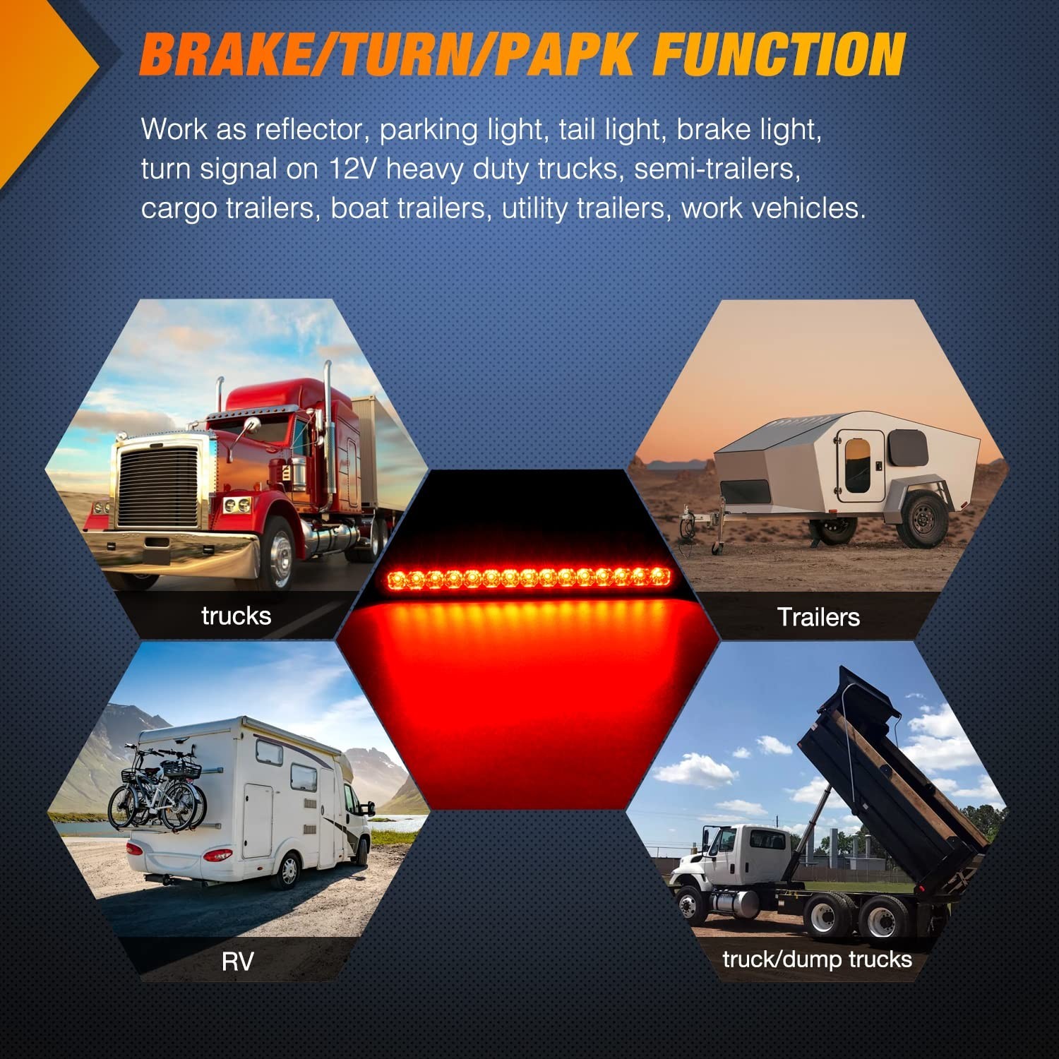 10″ LED Red Trailer Light Bar 2PCS | Waterproof Stop Turn Tail Lights for Truck,