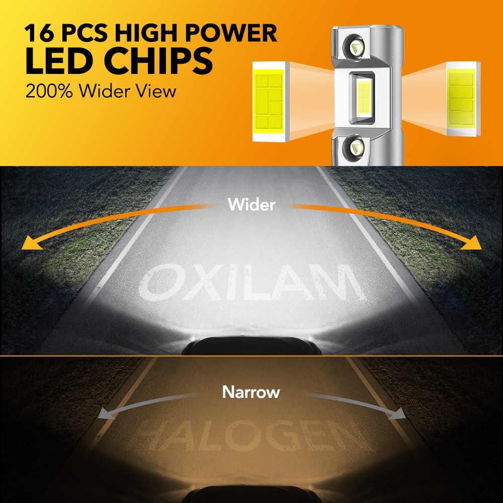 oxilam H8 H9 H11 LED Headlight Kit Combo Bulbs 6500K Bright White High Low Beam