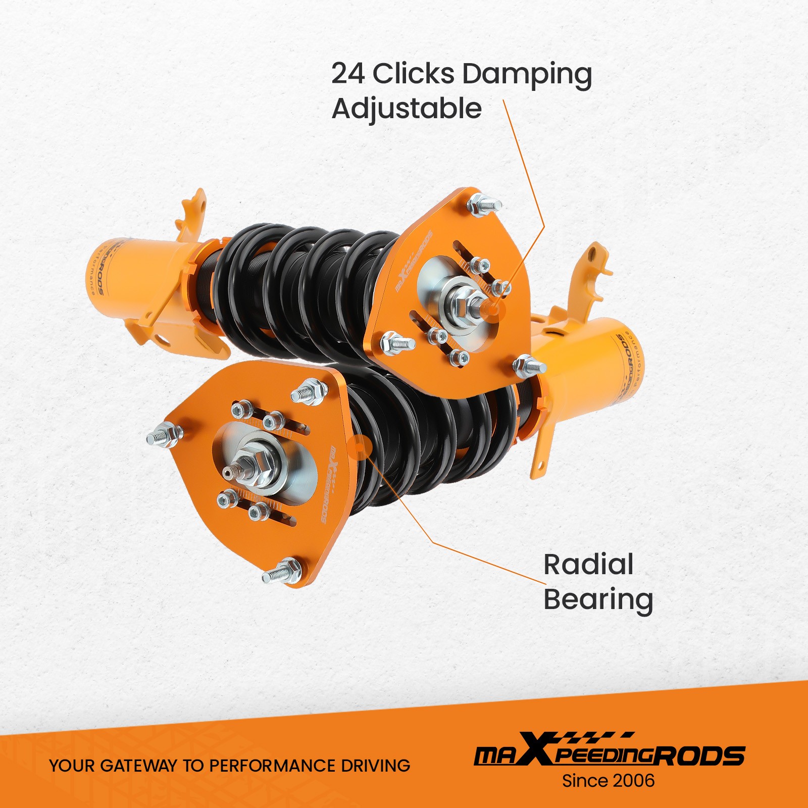 MaXpeedingrods Coilover Kit w/ 24-Way Adj. Damping For Toyota Corolla 1988-2002