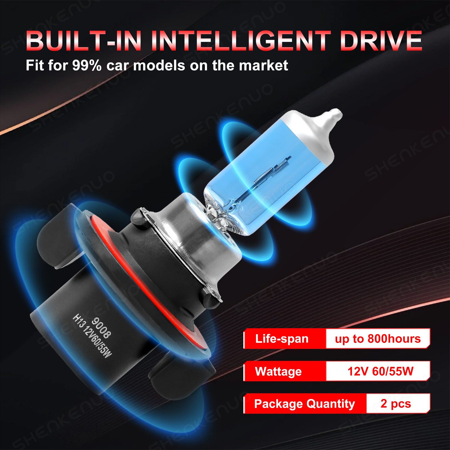 Halogen 9008 H13 60/55W 4200K White Two Bulbs Headlight Replace High Low Beam