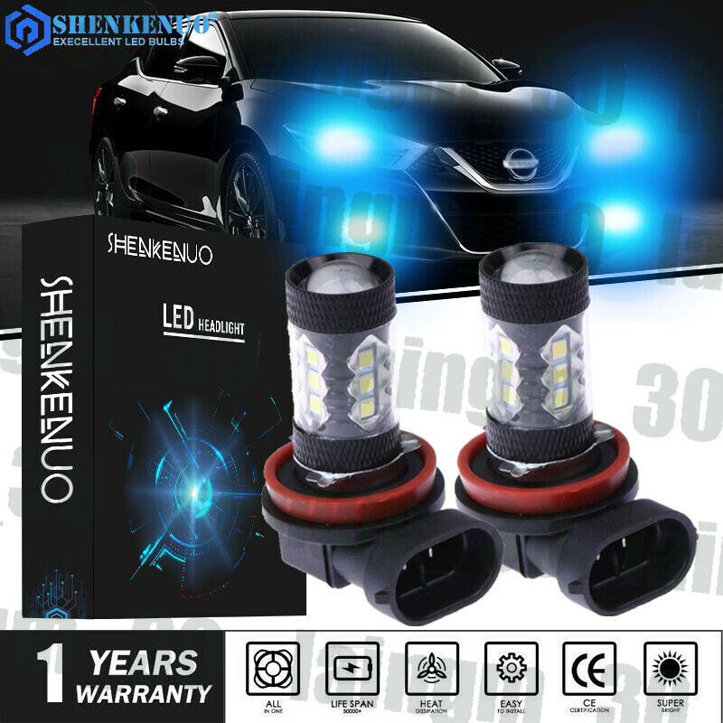 Pair H11 LED Fog Driving Light Bulb Kit 8000K For Nissan Maxima Altima 2008-2014