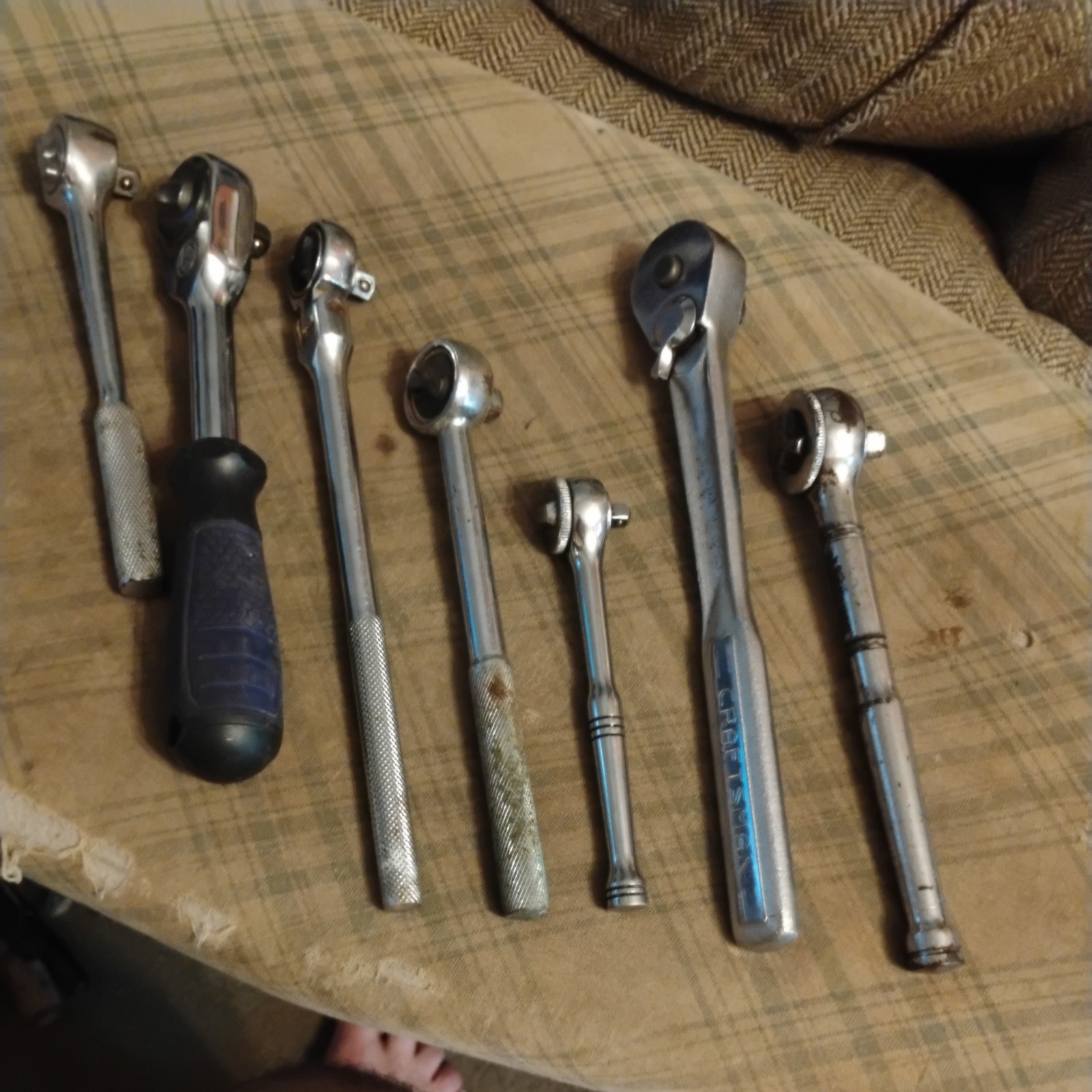 Lot of 7 Ratchet Socket Wrench Drive, Incudes Craftman & Kobalt, Sparta