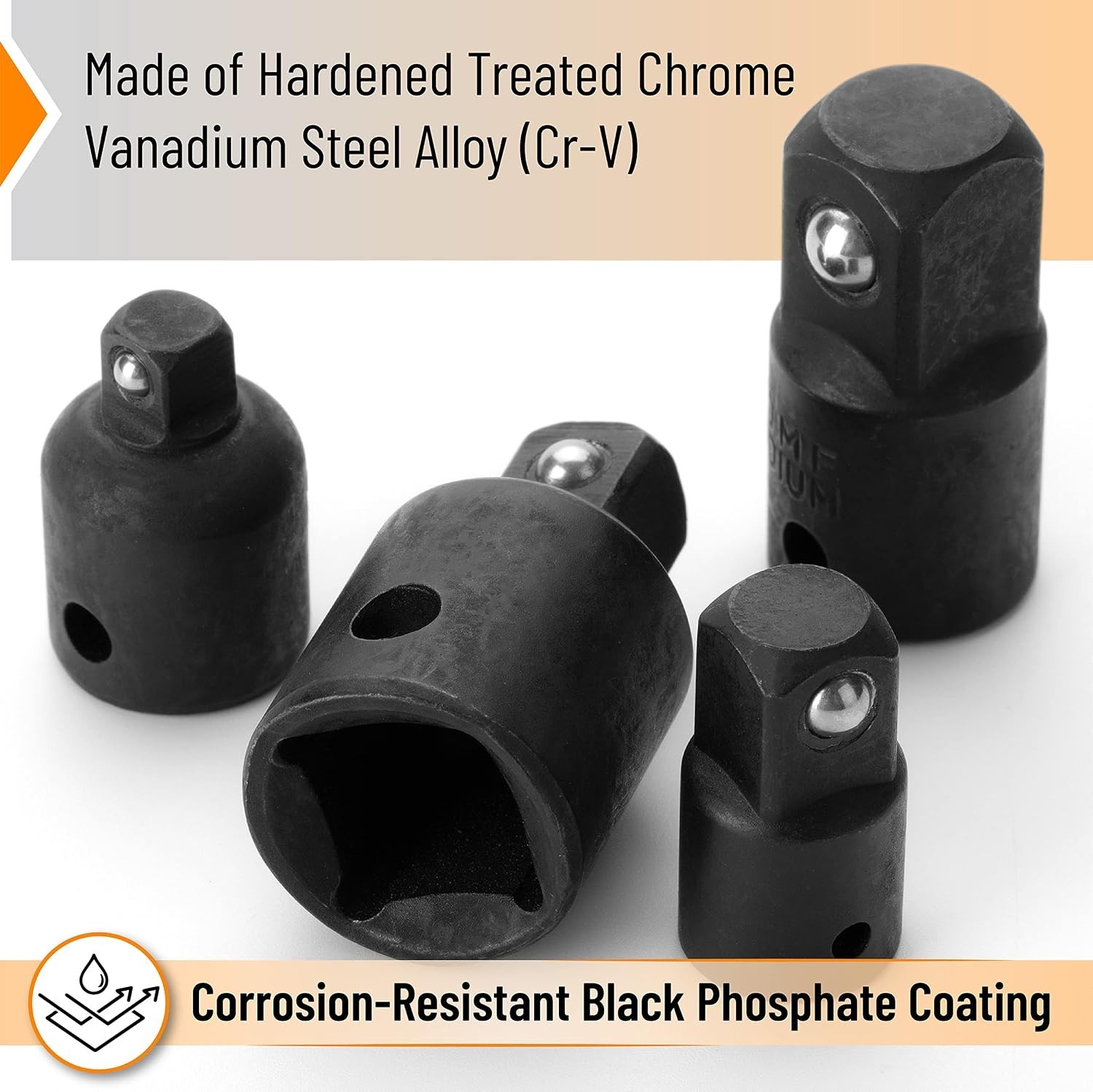 Bates 4-Piece Impact Socket Adapter & Reducer Set – Chrome Vanadium Steel