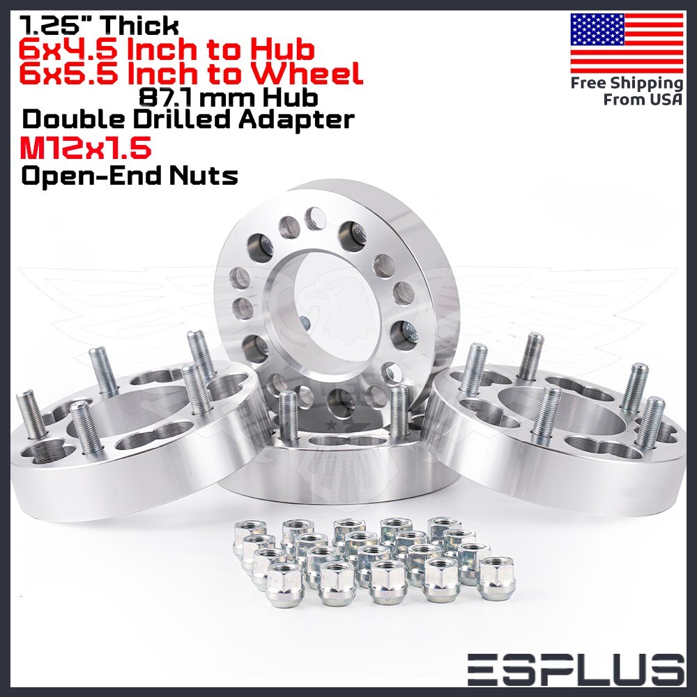 4x 1.25″ 6×4.5″ Hub to 6×5.5″ Different Rim Conversion Wheel Adapter Fit Nissan