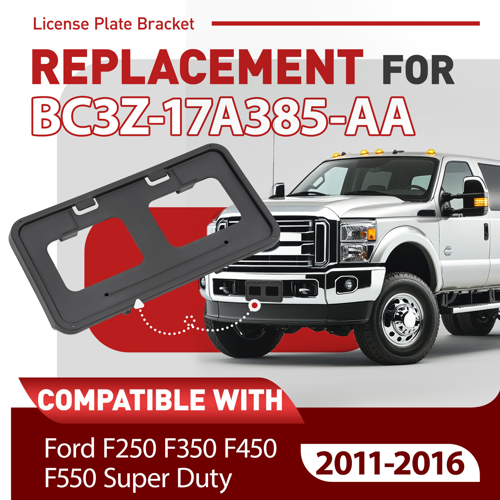Front License Plate Tag Bracket Holder For Ford F-250 F250 Super Duty 2011-2016