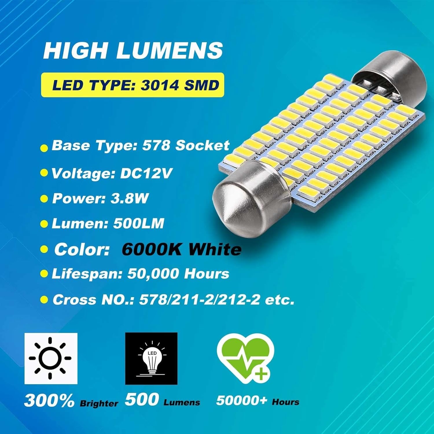 Energy-Efficient 578 LED Car Bulbs 6000K Brightness – Long Lasting 50,000 Hours
