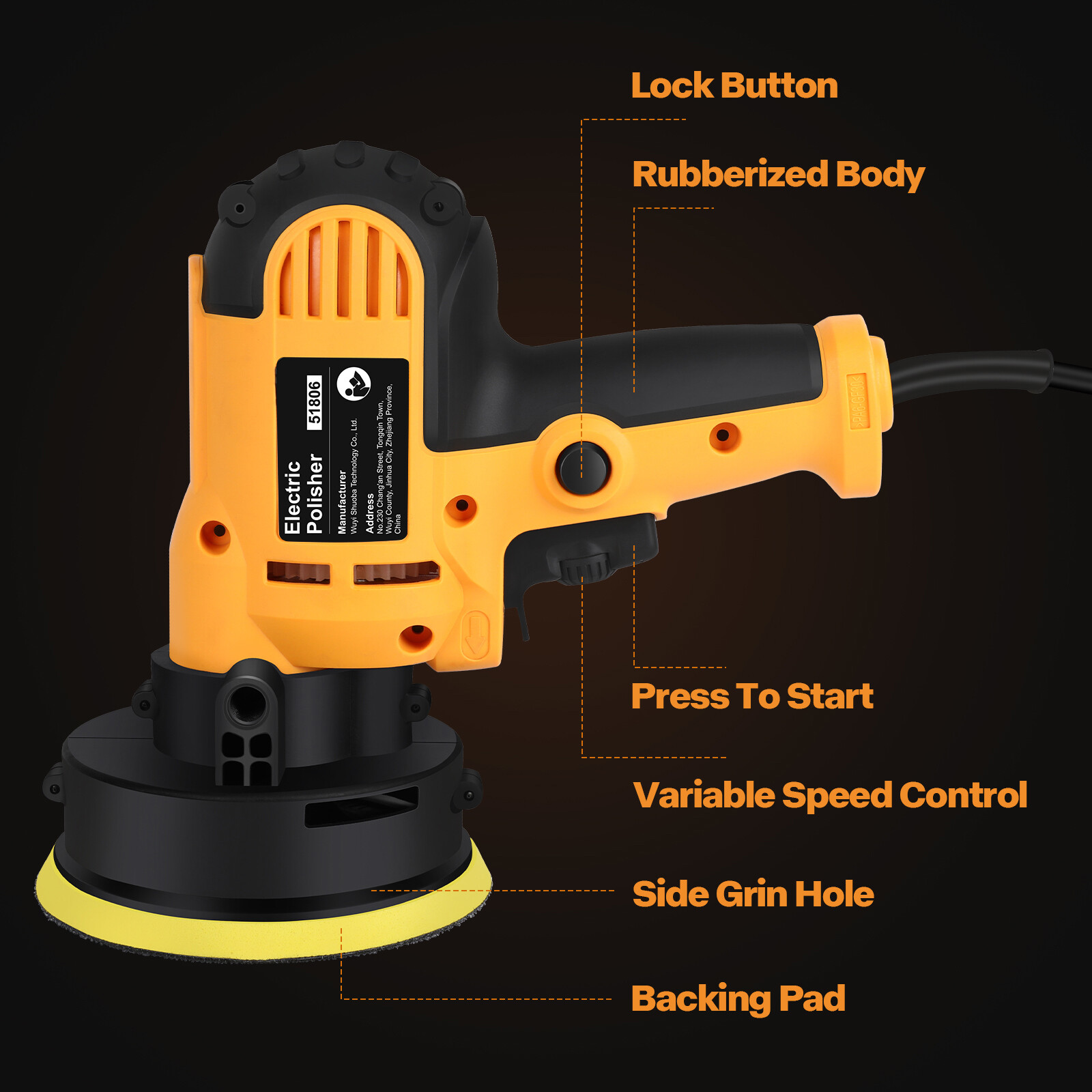 800W Car Polisher Buffer Sander Polishing Machine Kit Waxing with 5″ Pad Bonnet