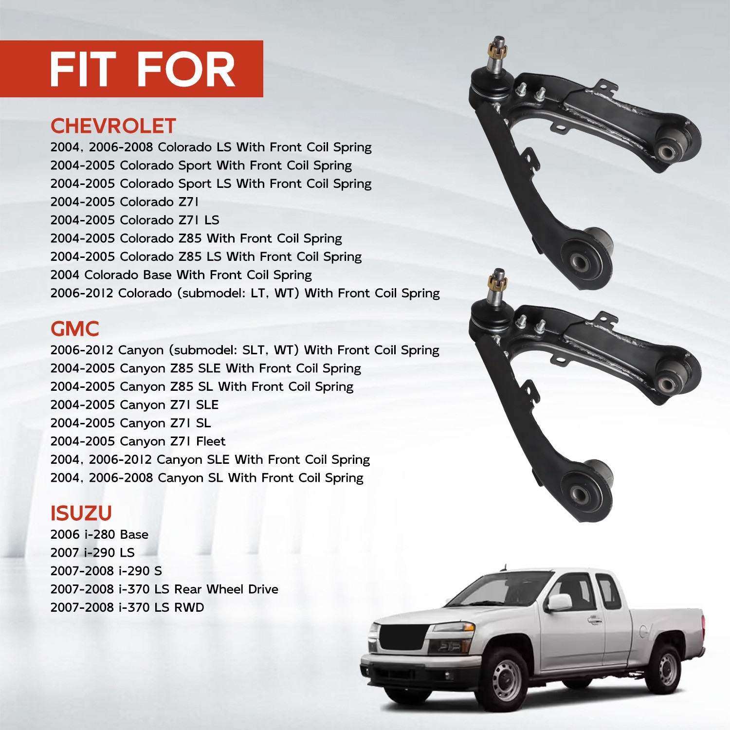 Pair Front Upper Control Arm for 2004-2012 Chevrolet Colorado 04-12 GMC Canyon