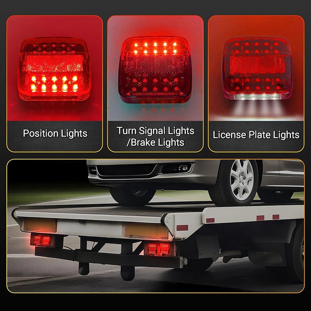 2x Wireless Magnetic Trailer Lights Rechargeable LED Tail Light Kit For Trailer