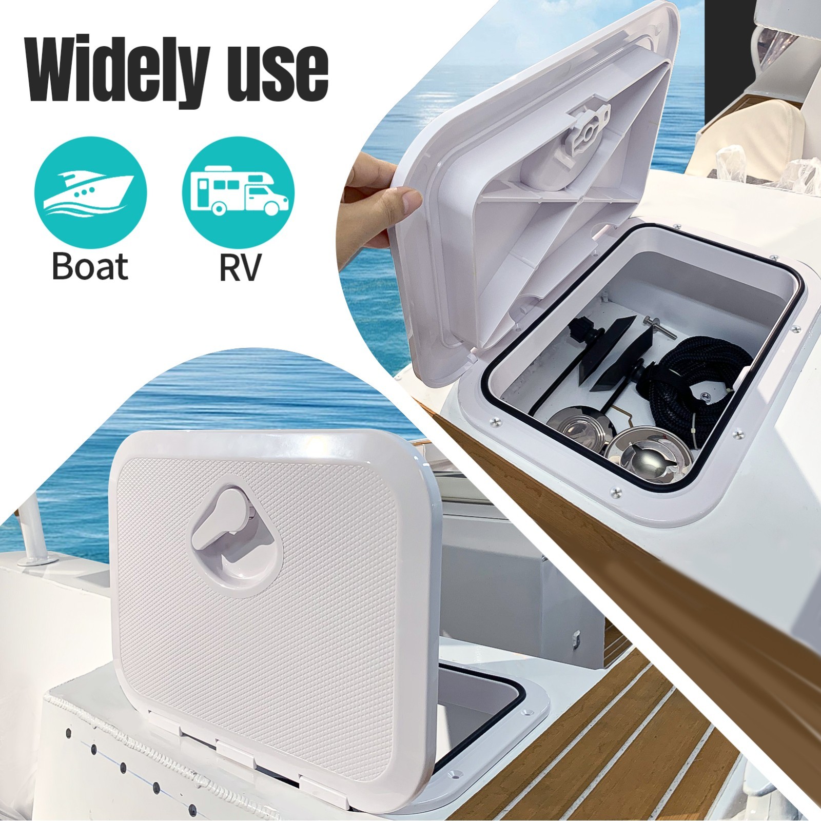 Marine Deck Access Hatch 15″ White Rectangle Boat Hatch Lid Cover