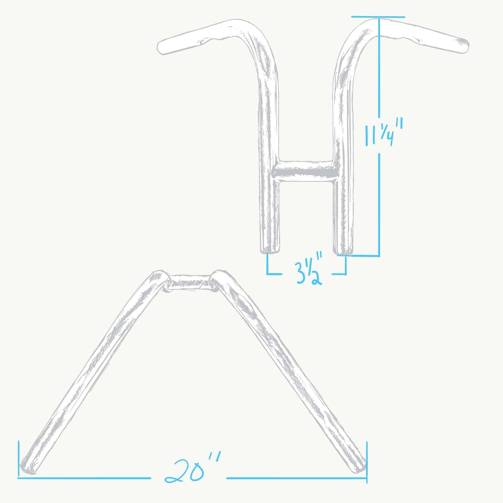Lowbrow Customs Narrow Rabbit Ears 1″ chrome handlebars Harley chopper Sportster