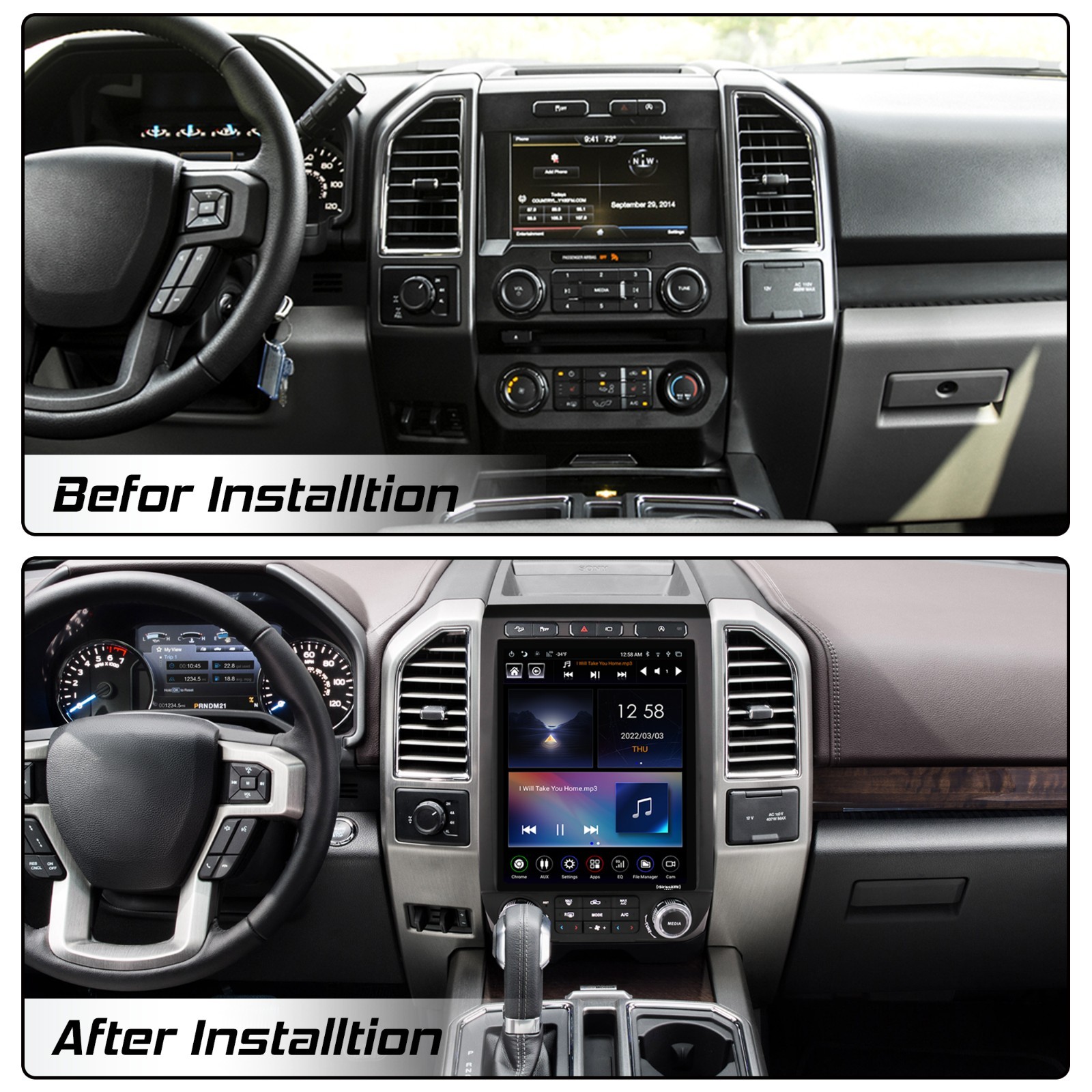Carplay For Ford F150 2015-2022 Super Duty Touch Screen Car Stereo Radio GPS DSP
