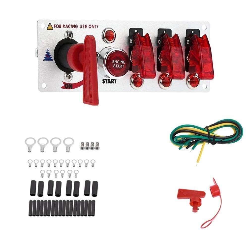 Racing Car Carbon Ignition Button Switch Panel Engine Start Push LED 12V Toggle