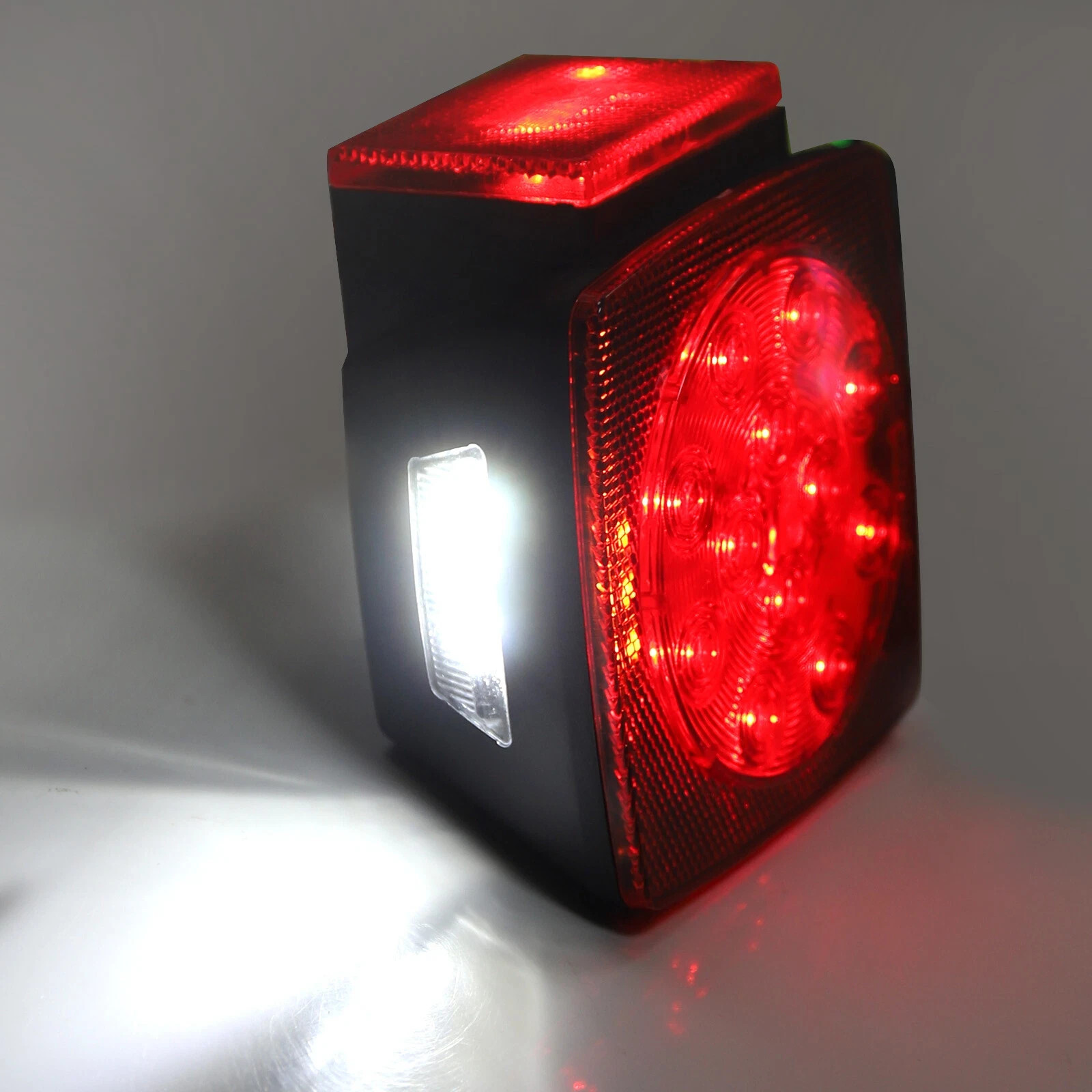 1 Pair Rear LED Submersible Square Trailer Tail Lights Kit Boat Truck Waterproof