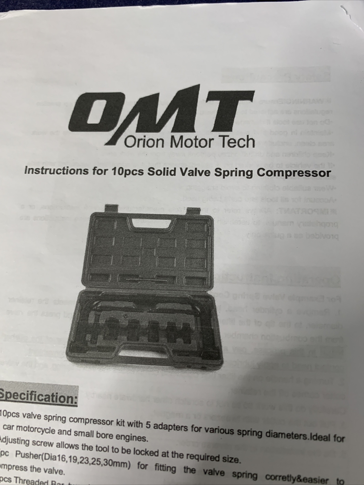 Orion Motor Tech – OMT Valve Spring Compressor | 10 Piece Spring Clamp Tool Kit