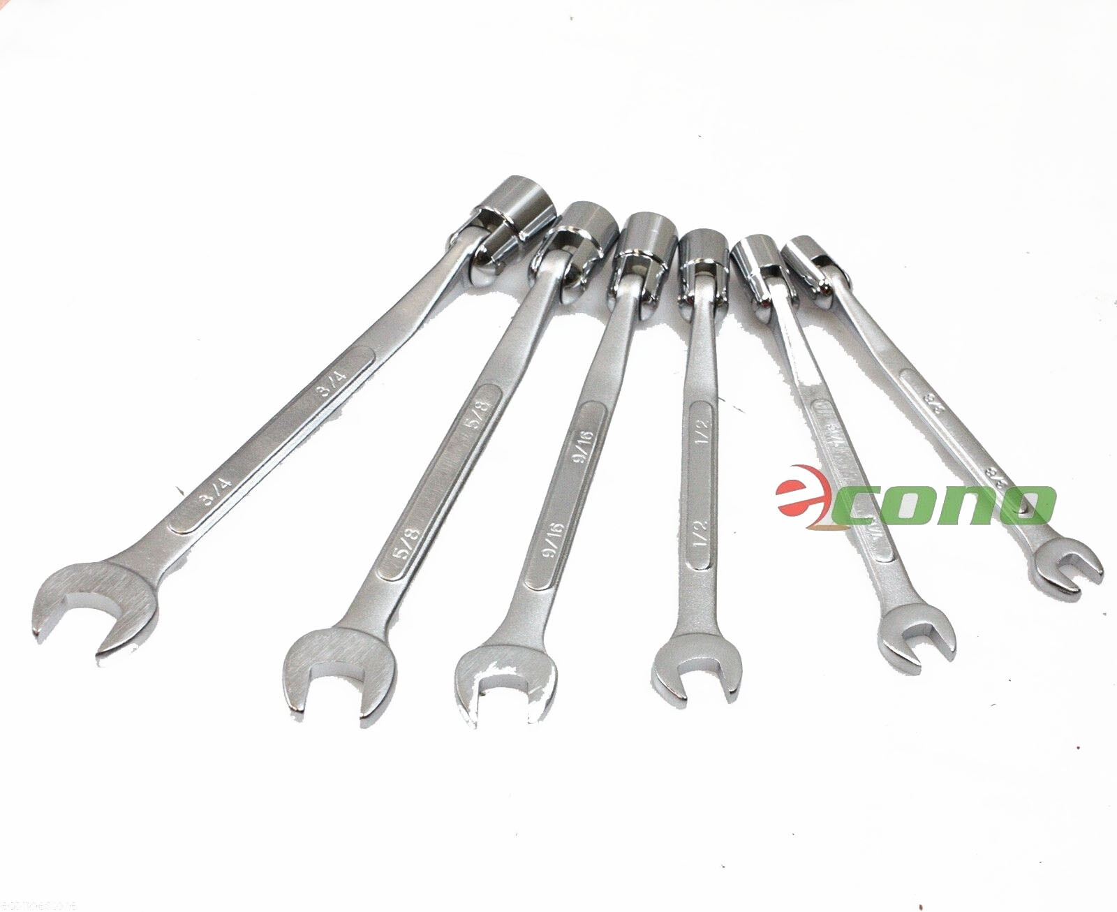 6 Pc Double Head SAE Flex Socket & Open End Wrench Set 3/8″ to 3/4″