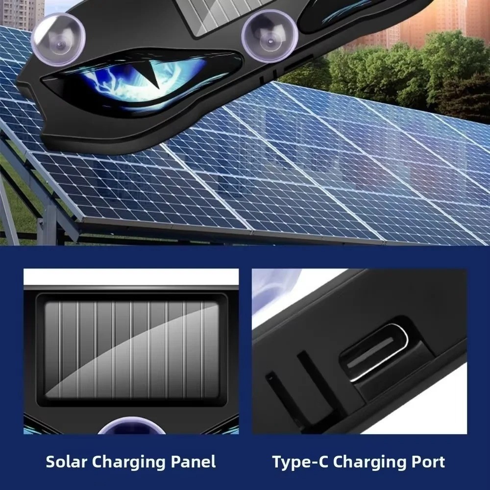 Universal Solar Car Demon Eye LED Flashing Warning Light Vehicle Safety Accessor