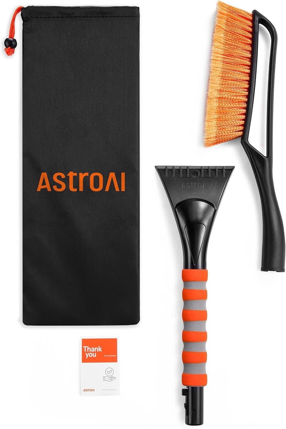 27-Inch Snow Brush and Ice Scraper with Ergonomic Foam Grip in Orange