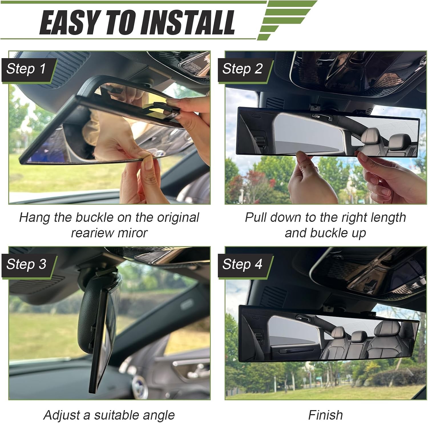 Rear View Mirror Accessories 12 Inch Universal Wide Angle for Cars SUVs Trucks