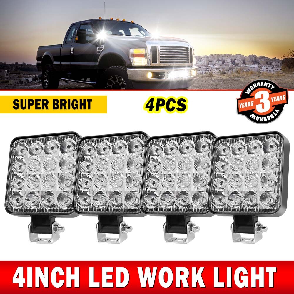 4Pack 4” inch 48W LED Work Light Bar Spot Flood Pods Off Road Truck Fog Lights