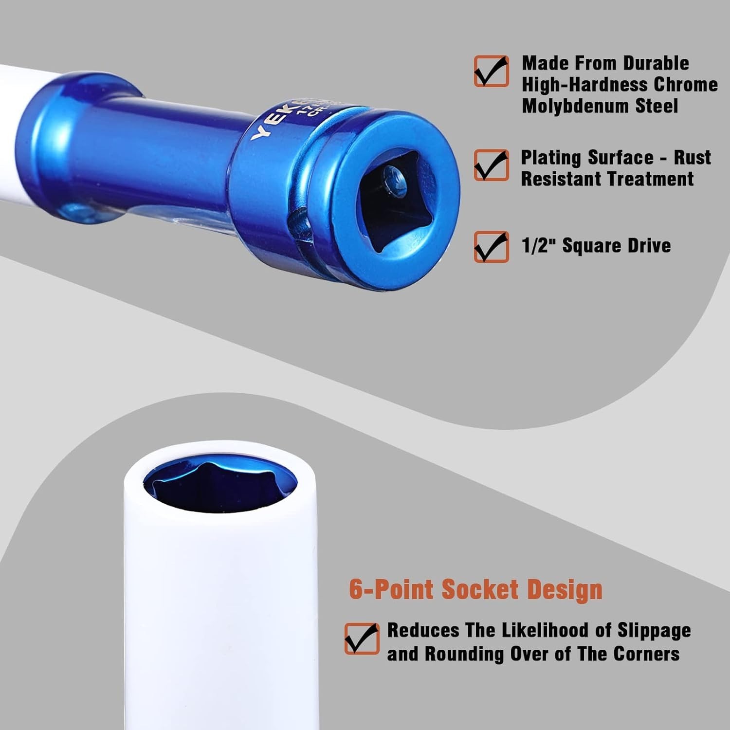 1/2″ Drive Lug Nut Socket Set 17 19 21mm Thin Wall Impact | Non-Marring Prote…