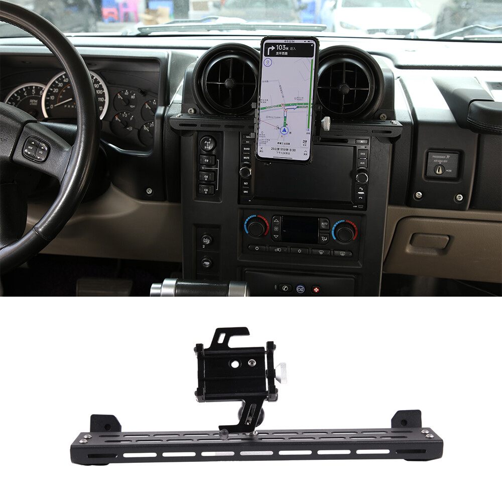 Carbon Steel Central Control Mobile Bracket Phone Holder For Hummer H2 2003-2007