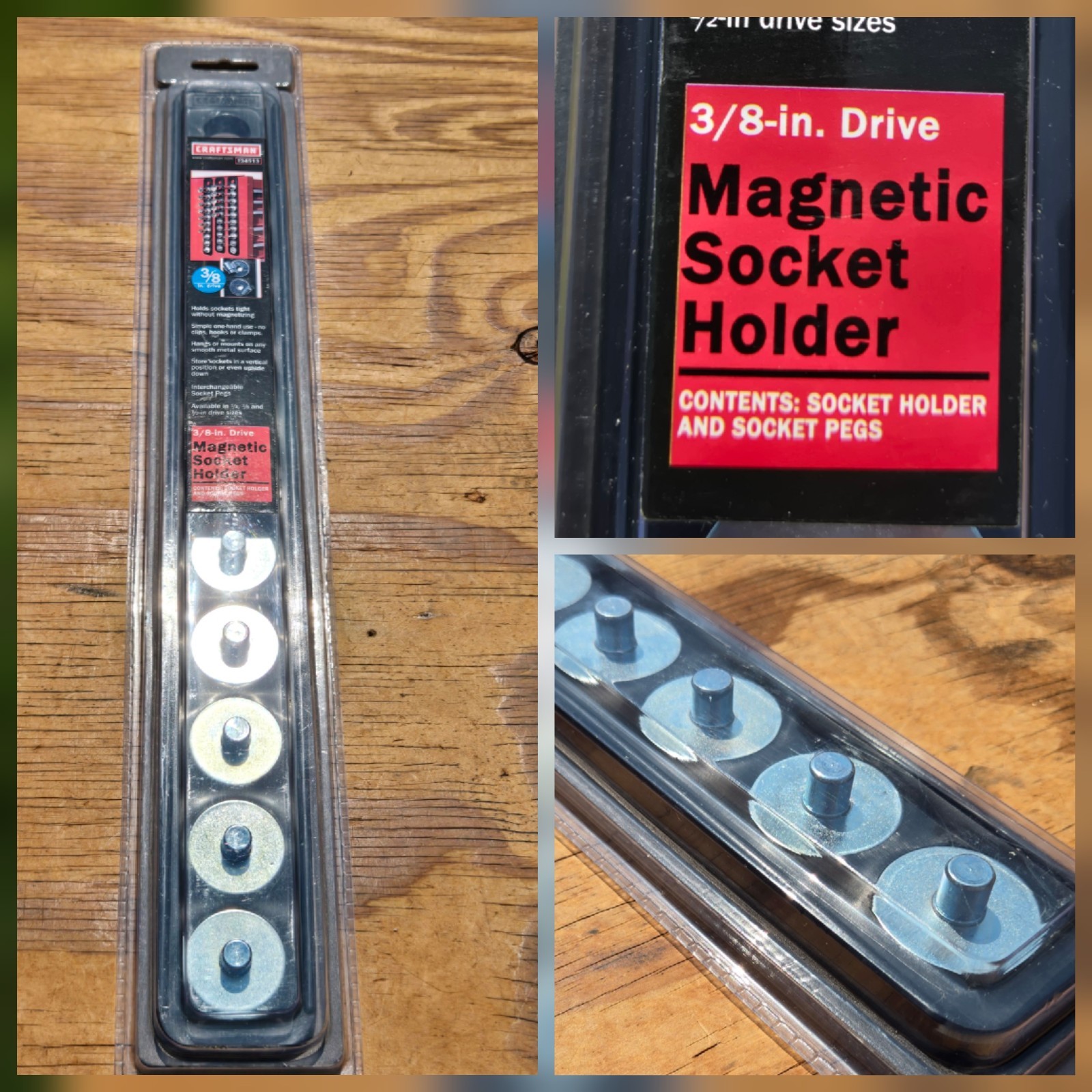 NOS SEARS Craftsman Magnetic Socket Holder Rail 3/8″ Drive 34513 SEALED